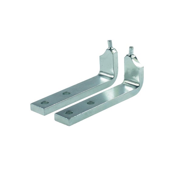 Zwei Metallhalter mit Befestigungslöchern