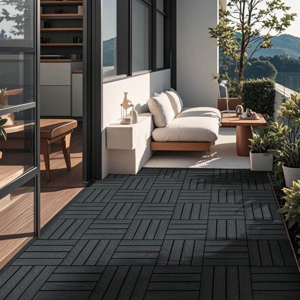 Home Deluxe WPC Klickfliesen BAVARO PREMIUM - Anthrazit  10 m² - Holzoptik |  Terrassenfliesen Holzfliesen Klickfliese Bodenfliesen