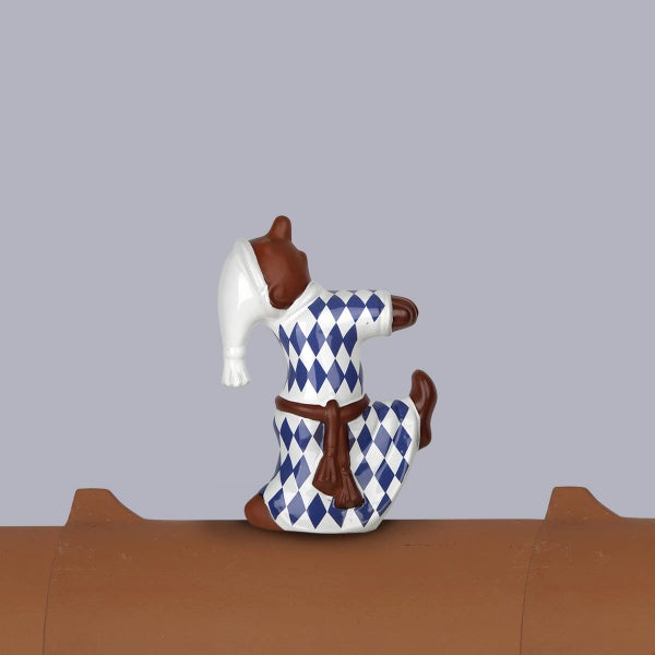 Firstfigur Schlafmütze mit Rautenmuster aus Keramik für den Dachfirst.