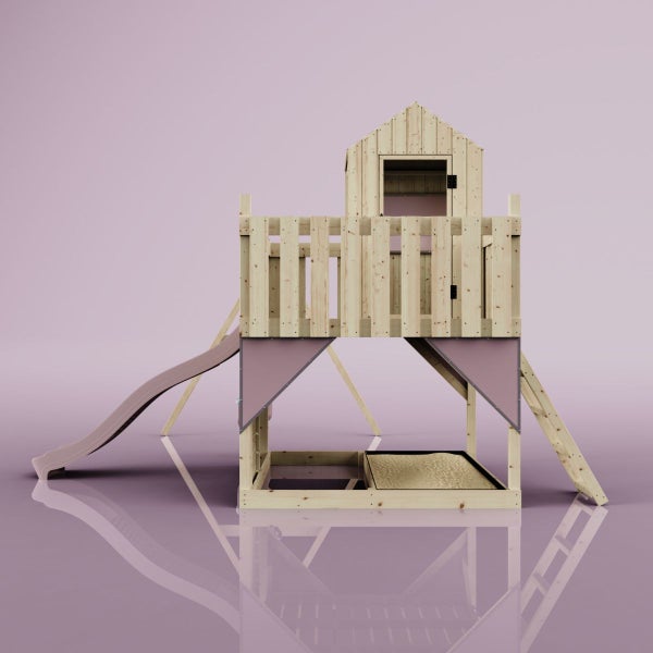 OutdoorToys Spielturm Thea aus Holz in Rosa Babyschaukel