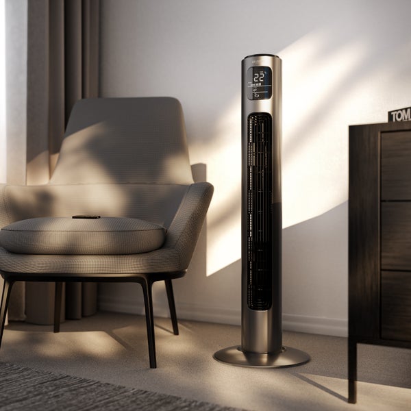 Brandson Turmventilator mit 3 Geschwindigkeiten, Oszilation 60°, Standventilator, mobiler Lüfter, Säulenventilator, 96 cm, Ventilator