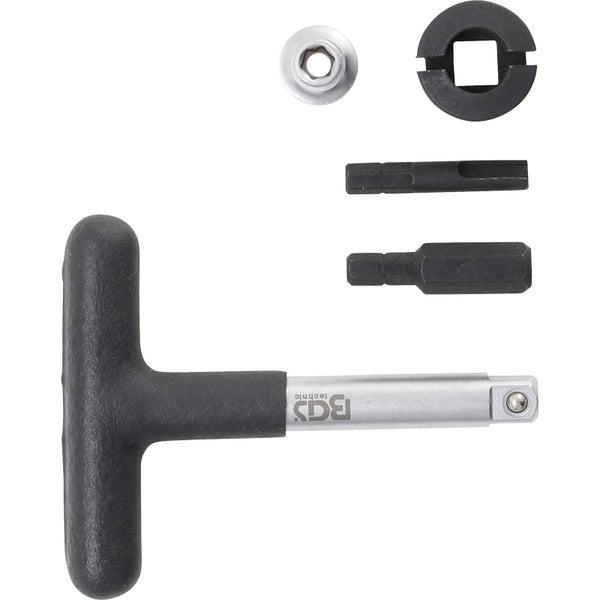 BGS Universal-Öldienst-Schlüssel-Satz für Kunststoff-Ölablassschrauben Antrieb Außensechskant 6,3 mm (1/4) / Abtrieb Außenvierkant 10 mm (3/8) 5tlg. - 9843