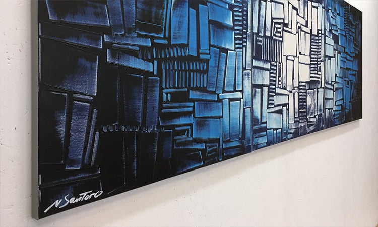 Das Wohnzimmerbild -Ice Cubes- 210x70x2 cm handgemaltes Unikat