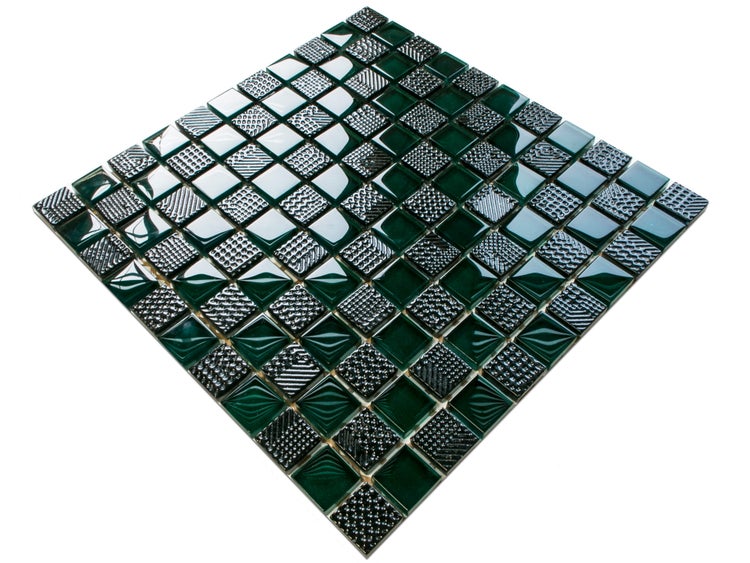 Glasmosaik auf Netz für Bad und Küche 30cm x 30cm  - Green Dama
