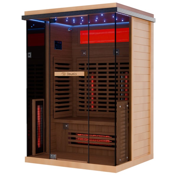 Dewello® Infrarotkabine Infrarotsauna KENORA 130cm x 105cm inkl. 5 Vollspektrumstrahler, 3 Karbonstrahler, LED