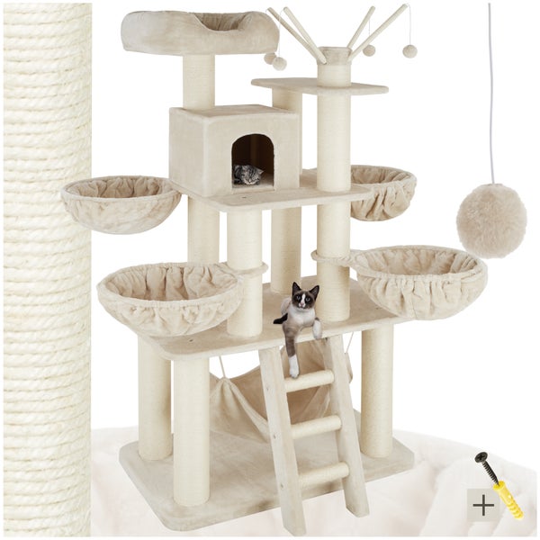 Kratzbaum tectake Gismo 195 cm inklusive Treppe, 4 Spielbällen und Kippschutz