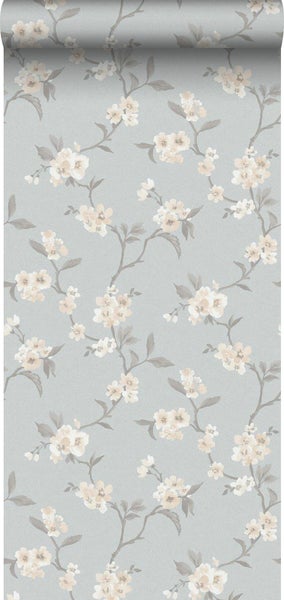 Borastapeter Tapete Blumen Graublau - 53 cm x 11.2 m - 660144