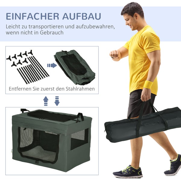 PawHut Hundetasche, 60L x 42B x 42H cm, Oxford-Polyester, Stahl, Grau