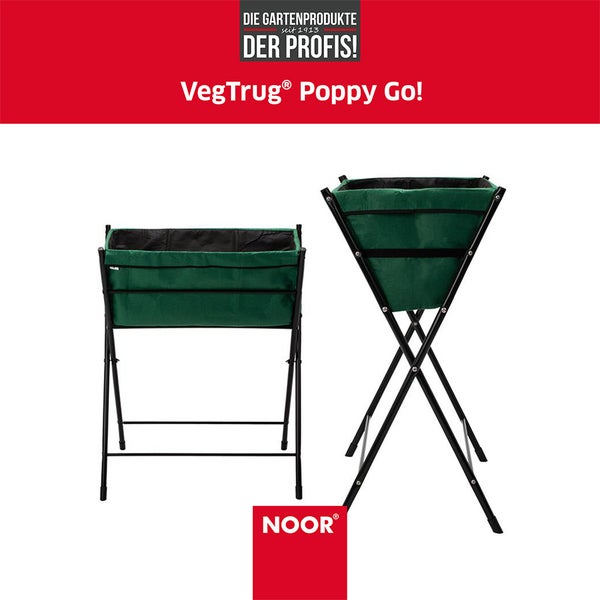 Zwei VegTrug Poppy Go Pflanzkästen mit Metallgestell