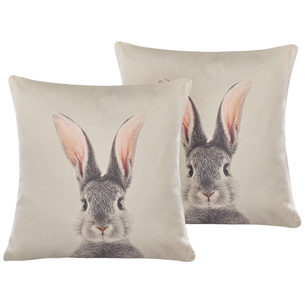 Dekokissen 2er Set QUERCUS 45 x 45 cm Taupe Tiermuster