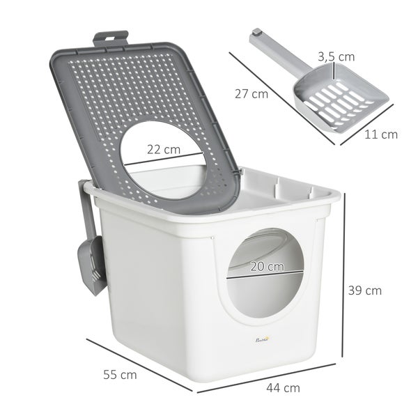 PawHut Katzentoilette, 44L x 55B x 39H cm, PE, Weiß