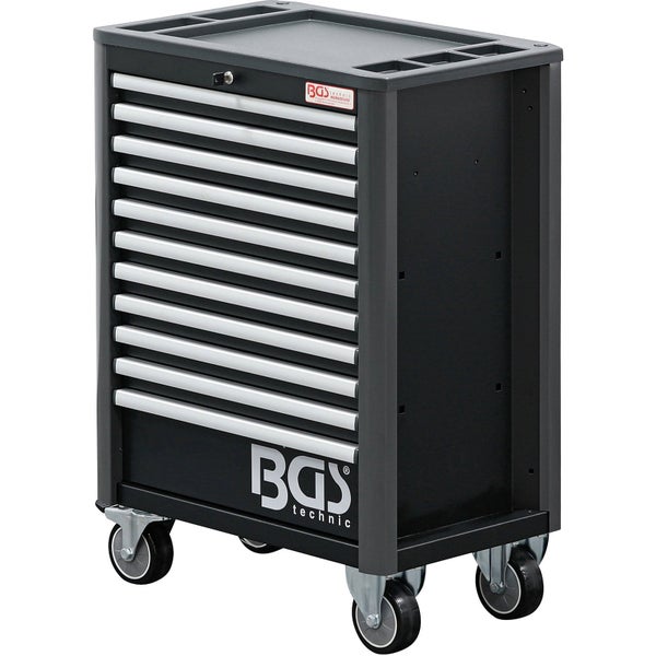 Werkstattwagen von BGS technic aus Metall mit sieben Schubladen und Rollen.