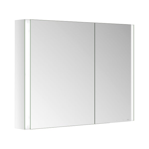 KEUCO Royal Mia Aufputz-LED-Spiegelschrank 100cm, 2 Türen, Spiegelheizung, asymmetrisch, Seiten verspiegelt