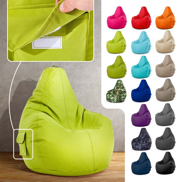 Green Bean Sitzsack mit Rückenlehne 80x70x90cm - Gaming Chair mit 230L Füllung Kuschelig Weich Waschbar - Bean Bag Bodenkissen Lounge Chair Sitzhocker Relax-Sessel Gamer Gamingstuhl Hellgrün