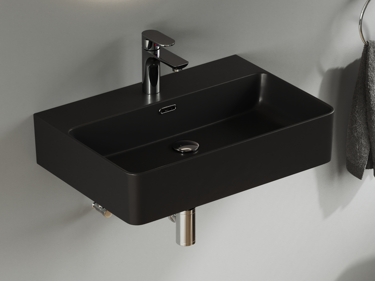 Waschbecken Aufsatzwaschtisch 60cm – Pure Essence – 31.30.61.4 – Keramik – Schwarz Matt – Aqua Bagno