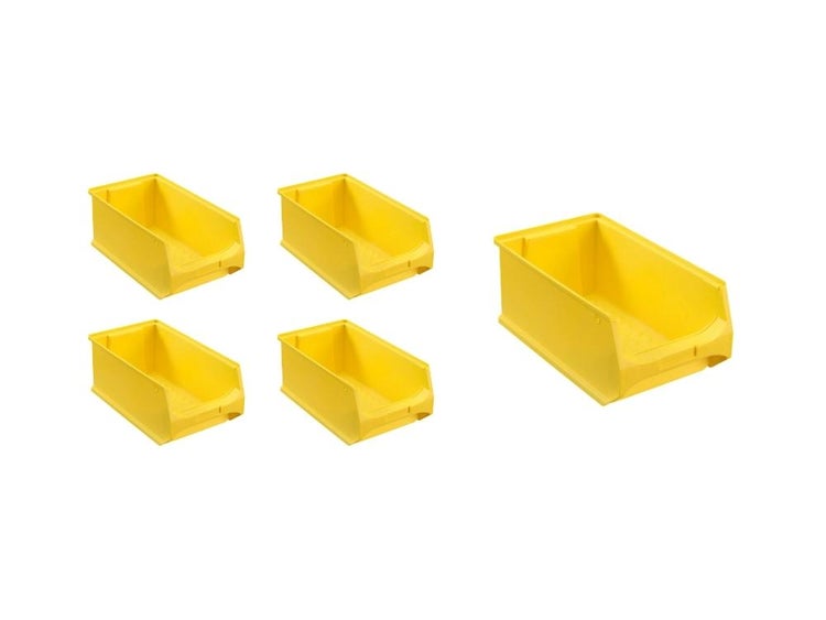PROREGAL SparSet 5x Gelbe Sichtlagerbox 4.0 HxBxT 15 x 20 x 35 cm 7,2 Liter Sichtlagerbehälter