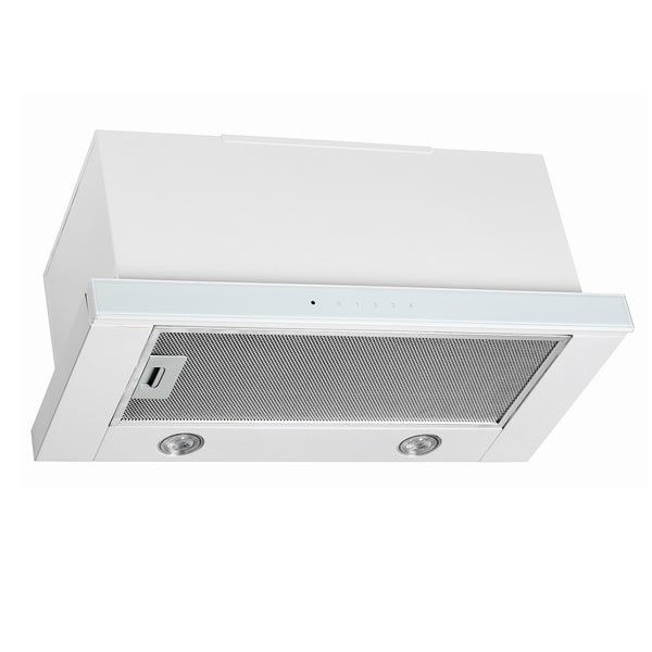 Weiße Unterbauhaube für die Küche mit Metallfilter