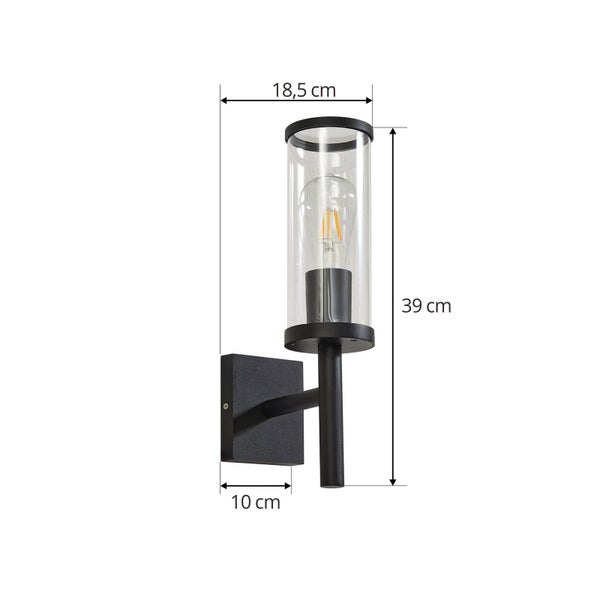 Lucande Wandleuchte außen Zanta (spritzwassergeschützt (Modern) in Schwarz aus Aluminium (1 flammig, E27) - Außenwandleuchten Wandlampe Led Außenlampe Outdoor für Außenwand/Hauswand