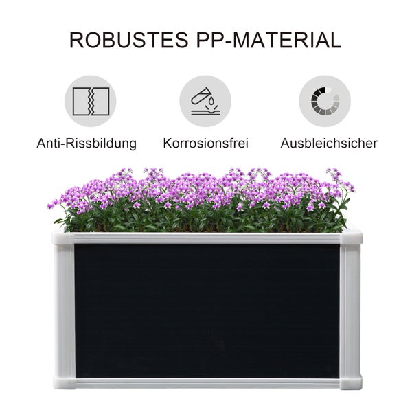 Outsunny Hochbeet Blumenkasten Pflanzkasten mit Drainagefunktion Gemüsebeet für Gemüse, Kräuter im Garten, Terrasse und Balkon, Kunststoff, Grau, 60 x 60 x 30 cm