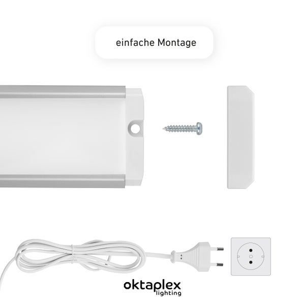 Oktaplex Riva LED Unterbauleuchte flach 57,5cm warmweiß 3000K silber mit Schalter