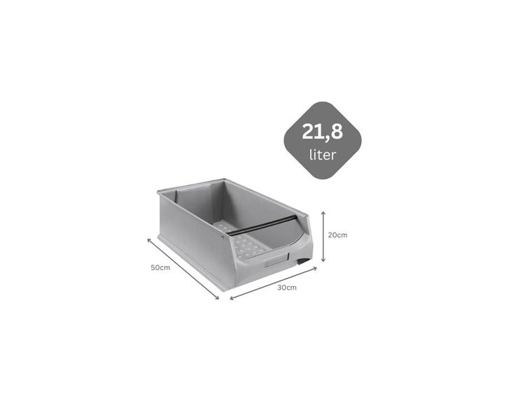 PROREGAL SparSet 5x Graue Sichtlagerbox 5.1 mit Griffstange HxBxT 20 x 30 x 50 cm 21,8 Liter Sichtlagerbehälter