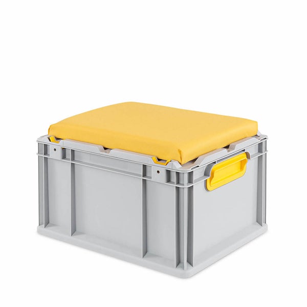 PROREGAL Eurobox NextGen Seat Box Gelb HxBxT 26,5 x 30 x 40 cm 20 Liter Griffe Geschlossen Eurobehälter Sitzbox Transportbox