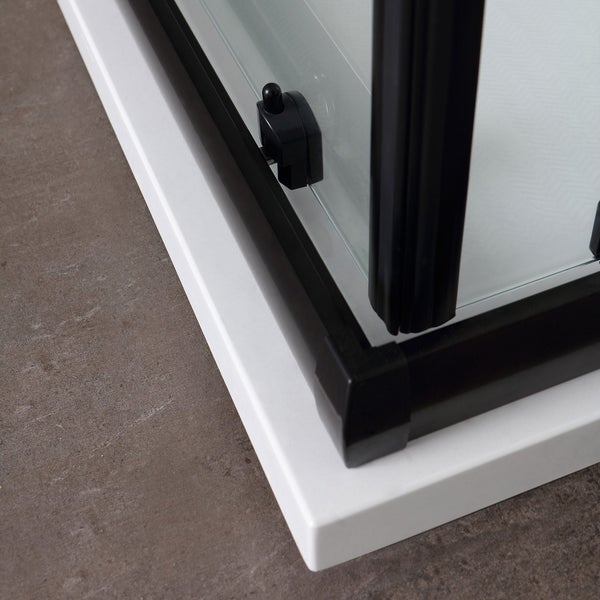 Schwarze Eckdusche mit Schiebetüren und Klarglas 6 mm | City