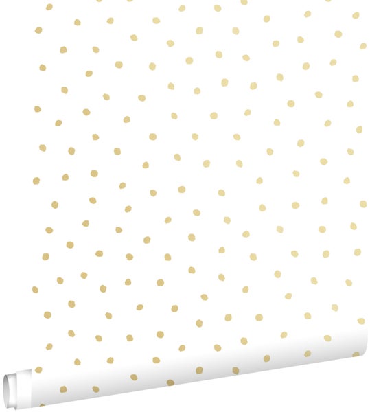 ESTAhome Tapete Punkte Gold und Weiß - 53 cm x 10.05 m - 138937