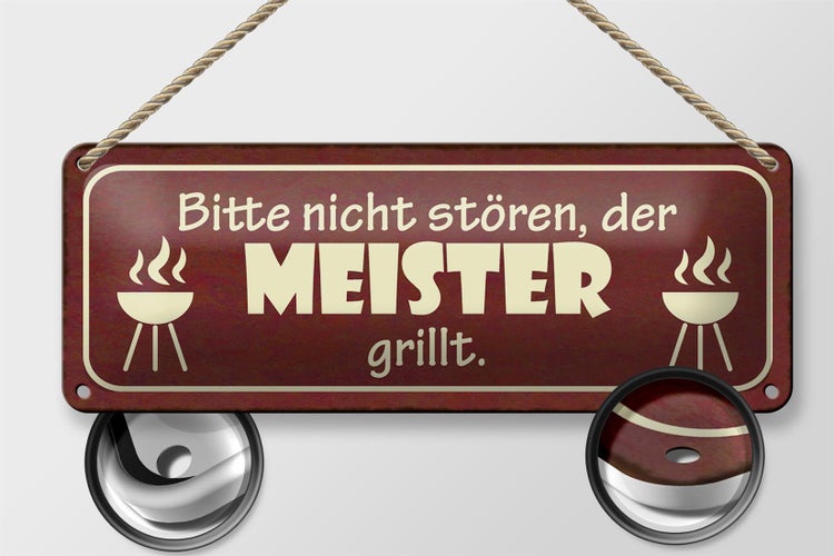 Blechschild Spruch 27x10cm nicht stören der Meister grillt Dekoration