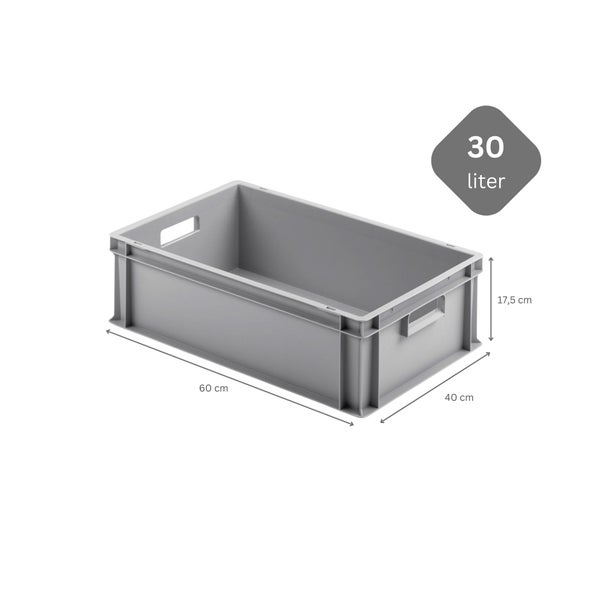 PROREGAL SparSet 10 x Eurobehälter Mit Offenem Griff und 1 x Transportroller Blau HxBxT 17,5 x 40 x 60 cm 30 Liter Eurobox Transportbox