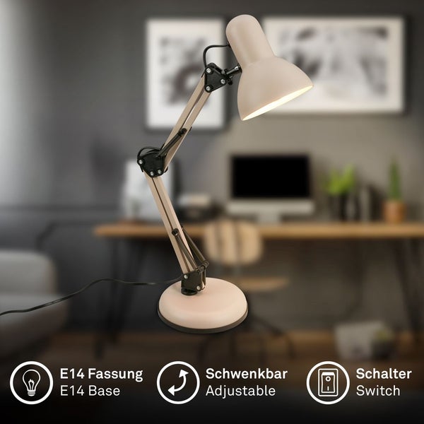 Schreibtischlampe Leselampe Tischlampe Kabelschalter Schwenkbar Büro