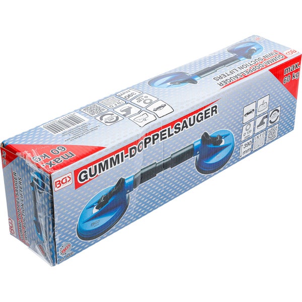 Gummidoppelsauger der Marke BGS im Karton mit einer maximalen Traglast von 60 Kilogramm.