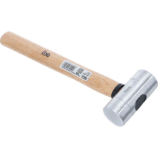 Aluminiumhammer mit Holzgriff und einem Gewicht von 500 Gramm.