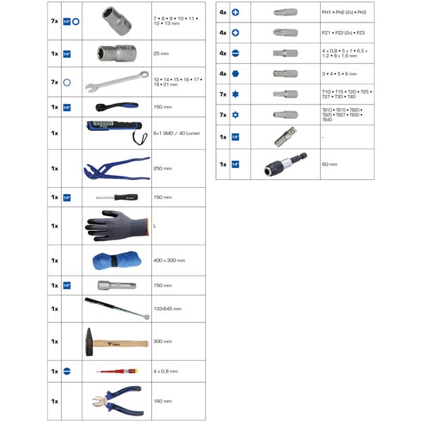 BRILLIANT TOOLS Universal-Werkzeug-Satz 58tlg. in Nylontasche