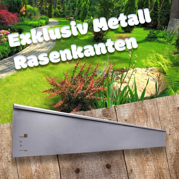 Metall Rasenkante zur Begrenzung von Rasenflächen im Garten.