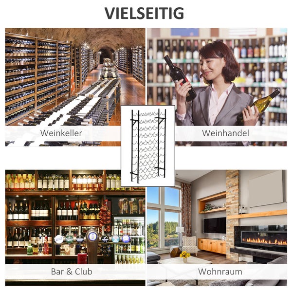 HOMCOM, Weinregal, Weinständer, B63 x D20,5 x H118cm, Eisen, Stahl, Schwarz