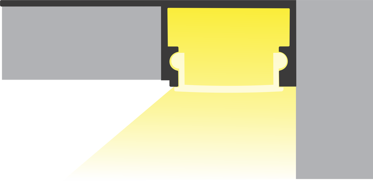 TIVENDIS Led Alu Profil 2 m F2 mit Zubehör für Strip / Streifen bis 14 mm breit | Abdeckung satiniert milchig  |  Einbau Abschlussleiste Abschlussprofil Fliesenschiene eloxiert