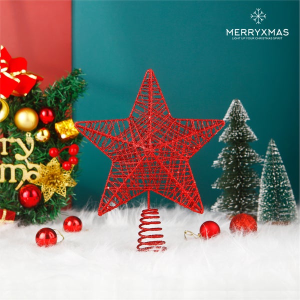 Dekorativer Baumschmuck in Sternform mit Spirale als Christbaumspitze