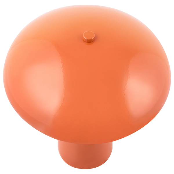 Pilzförmiger Möbelknopf aus Metall in Orange.