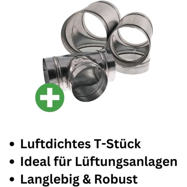T-Stück 400 mm – Verbindungsstück für Rohrlüfter, Klimaanlagen und Lüftungssysteme