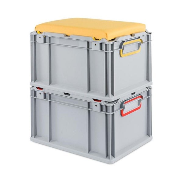 PROREGAL SparSet 2 x Eurobox NextGen Seat Box Gelb HxBxT 36,5 x 40 x 60 cm 65 Liter Griffe Offen Eurobehälter Sitzbox Transportbox