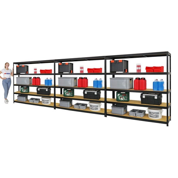 PROREGAL Mega Deal 3x Schwerlastregal Giant Elephant HxBxT 180 x 180 x 45 cm Fachlast 200 kg Schwarz
