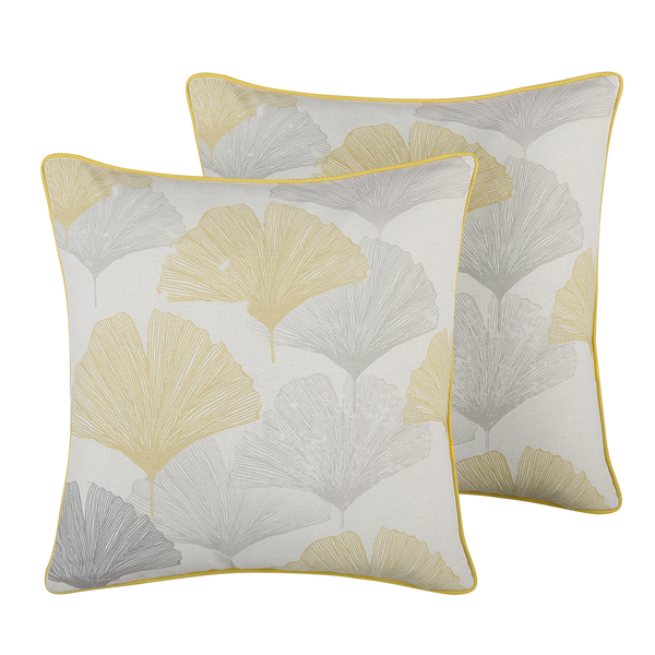 Dekokissen 2er Set CANDYTUFT 45 x 45 cm Gelb Pflanzenmuster