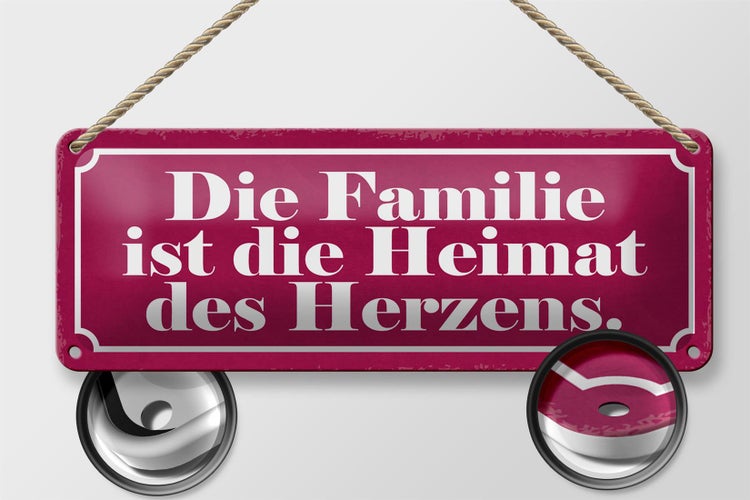 Blechschild Spruch 27x10cm Familie ist Heimat des Herzens Dekoration