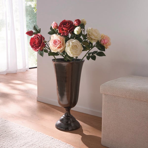 FRANK FLECHTWAREN|Kunstblume Rosen, 3er Set, Höhe 69 cm, KUNSTSTOFF, METALL