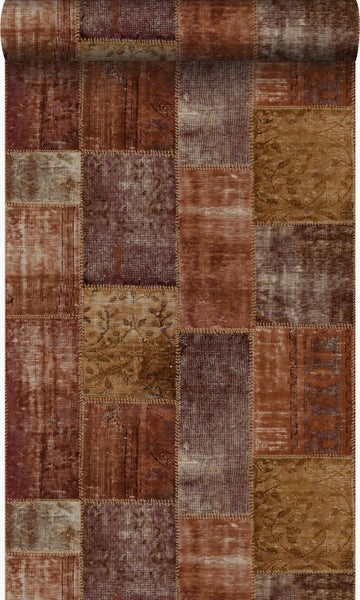 Origin Wallcoverings Tapete Kelim-Patchwork Rostbraun - 53 cm x 10,05 m - 347465