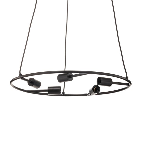 Lucande Pendelleuchte Linnard (Design, Modern) in Schwarz aus Metall (5 flammig E27) - Design-Hängeleuchte Esstischlampe Hängelampe Hängeleuchte Wohnzimmerleuchte