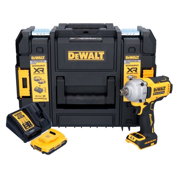 DeWALT 18 Volt Akku-Schlagschrauber Set inklusive Akku, Ladegerät und schwarzem TSTAK Transportkoffer.