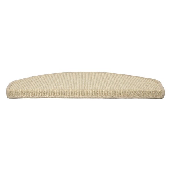 FLOORDIREKT Stufenmatte aus Sisal - Pure Nature - Umkettelt & Selbstklebend - Elfenbein 23,5 x 65 cm - Halbrund