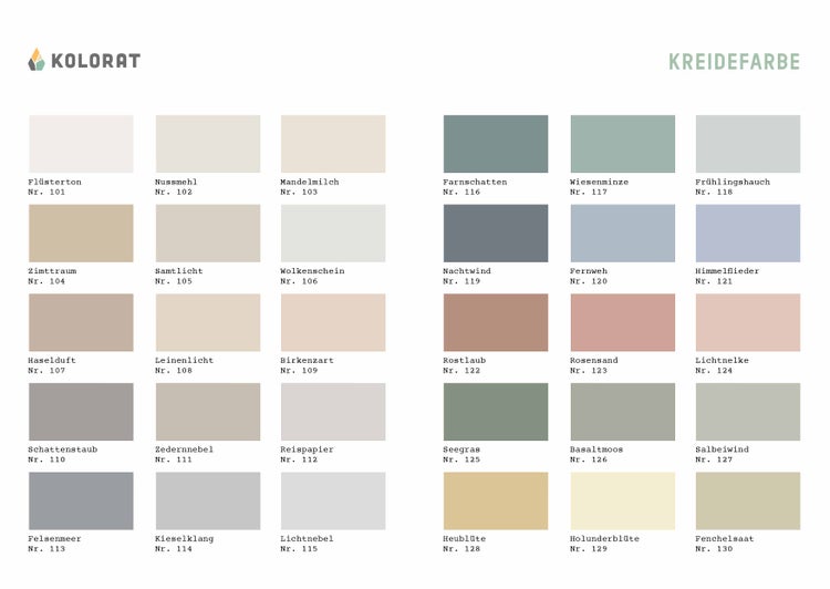 Kolorat Kreidefarbe für Möbel - ein behagliches Greige – eine Mischung aus Beige, Grau und Braun - Farbton Zedernnebel Nr. 111. Matter Kreidelack für innen - Möbellack, Möbelfarbe - Holzfarbe - Kreidefarbe für Holz